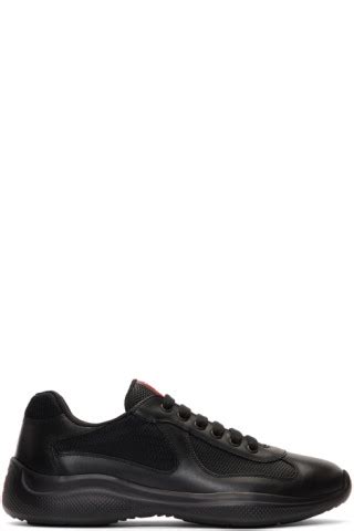 Prada: Black Plume+Bike Sneakers 